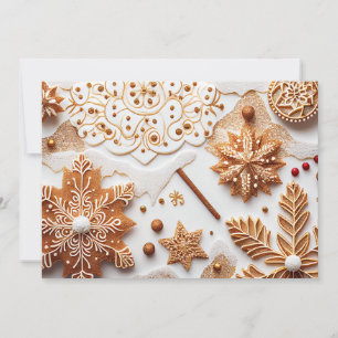 Cartes Pour Fêtes Annuelles Pailleté Pain d'épice et Flocons de cannelle neige