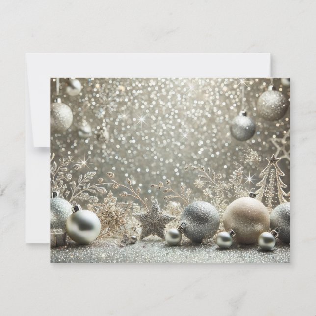 Cartes Pour Fêtes Annuelles Paillettes argentées festives avec éléments de Noë (Devant)
