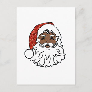Cartes Pour Fêtes Annuelles paillettes noir santa claus