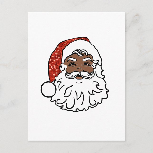 Cartes Pour Fêtes Annuelles paillettes noir santa claus (Devant)