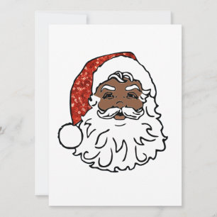Cartes Pour Fêtes Annuelles paillettes noir santa claus