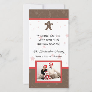 Cartes Pour Fêtes Annuelles Pain d'épices Cookie Joyeux Vacances Famille Photo