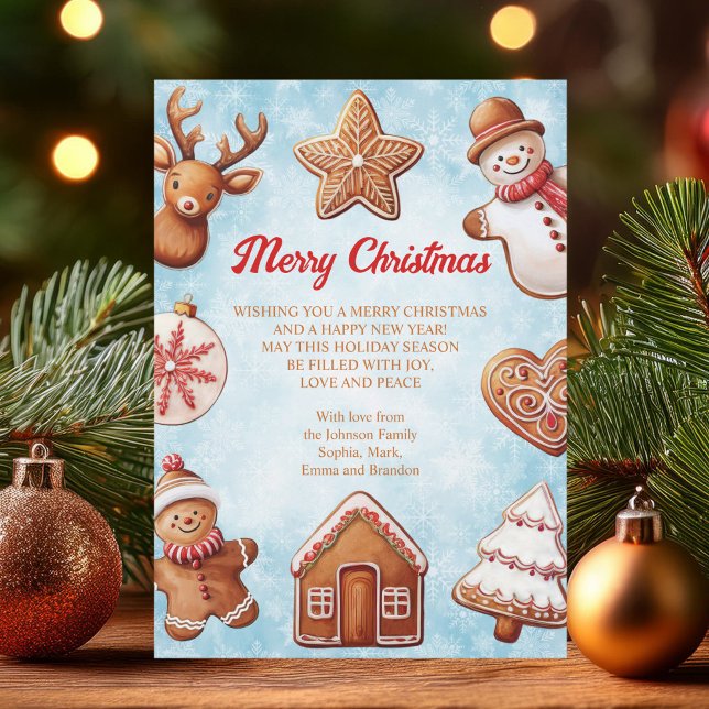 Cartes Pour Fêtes Annuelles Pain d'épices Cookies Bleu Arrière - plan Noël Hol (Créateur téléchargé)