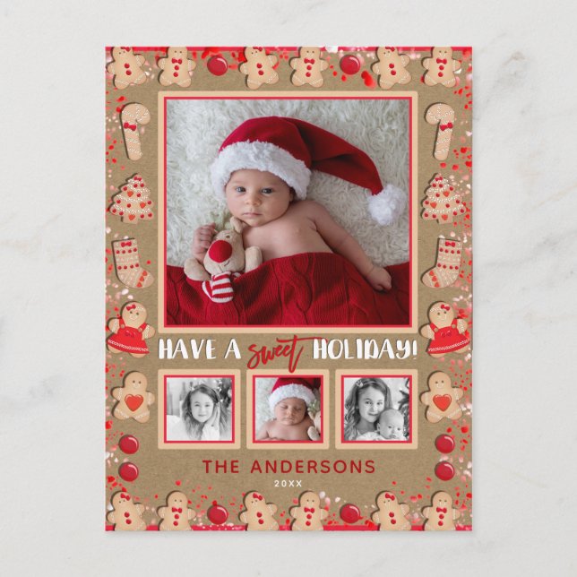 Cartes Pour Fêtes Annuelles Pain d'épices Cookies Noël 4 Vacances photo (Devant)