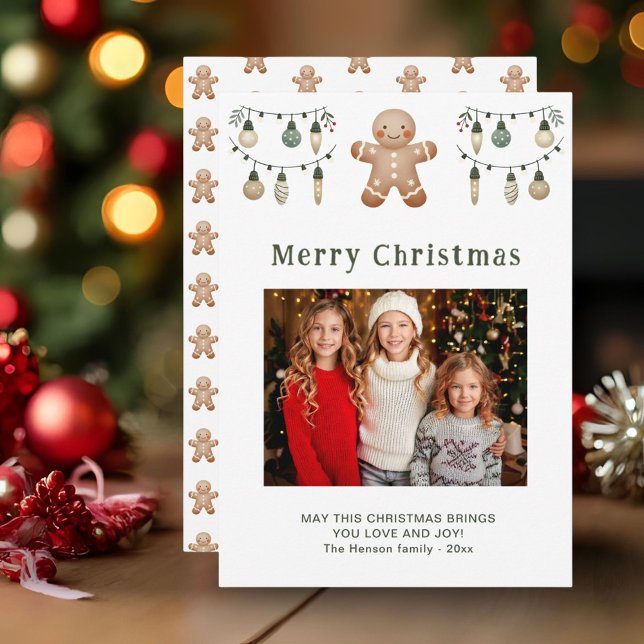 Cartes Pour Fêtes Annuelles Pain d'épices Homme Joyeux Noël Famille Photo (Créateur téléchargé)