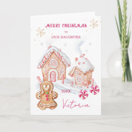 Cartes Pour Fêtes Annuelles Pain d'épices Maison Fille Fille Noël