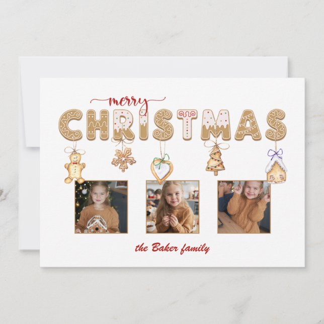 Cartes Pour Fêtes Annuelles Pain d'épices mignon Joyeux Noël Multiphoto (Devant)