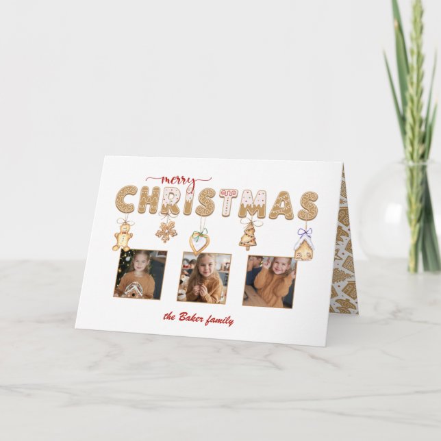 Cartes Pour Fêtes Annuelles Pain d'épices mignon Joyeux Noël Multiphoto (Devant)