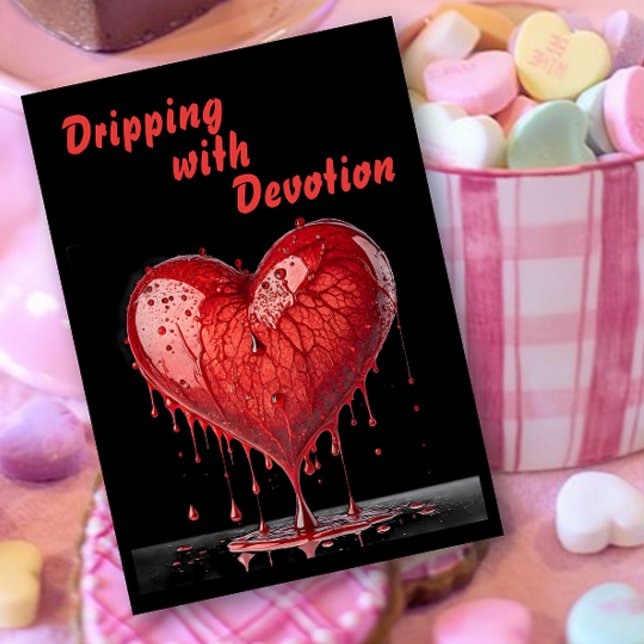 Cartes Pour Fêtes Annuelles Paint Drip Red Heart Valentine Card (Créateur téléchargé)