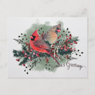 Cartes Pour Fêtes Annuelles Pair aquarelle des Cardinals Design de Noël