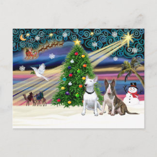 Cartes Pour Fêtes Annuelles Paire de Bull Terrier de magie de Noël