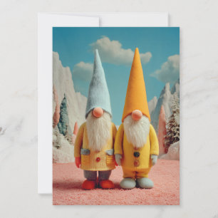 Cartes Pour Fêtes Annuelles Paire de gnomes de Noël hivernaux fantaisistes