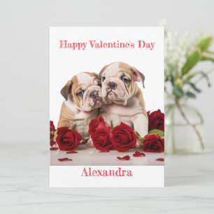 Cartes Pour Fêtes Annuelles Paire personnalisée de chiots Bulldog Valentine