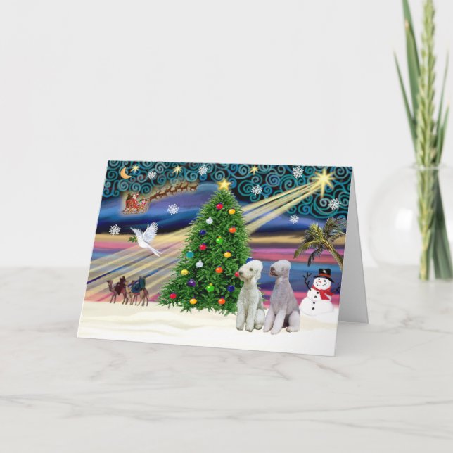 Cartes Pour Fêtes Annuelles Paire XmasMagic-Bedlington (Devant)