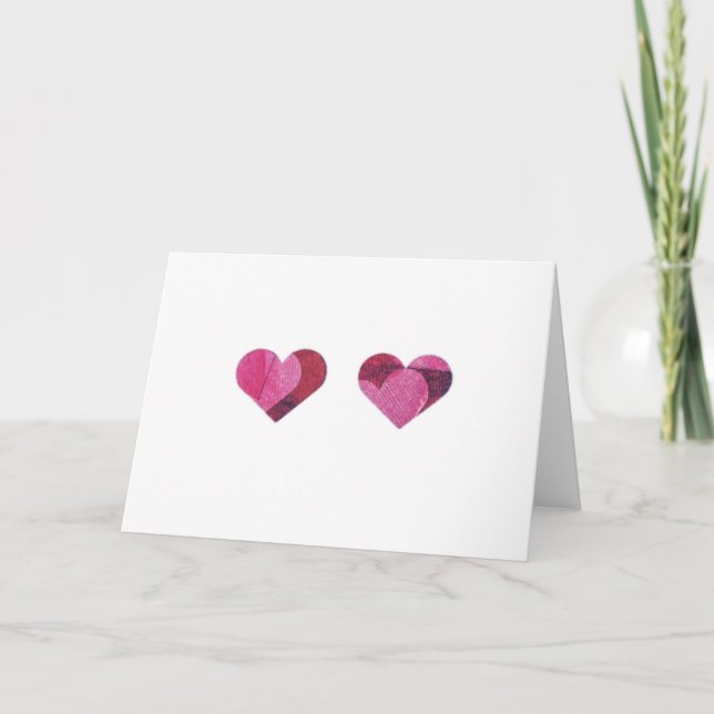 Cartes Pour Fêtes Annuelles Paires rouges et roses de coeurs (Devant)