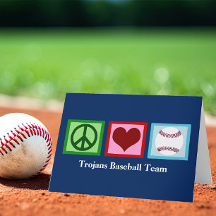 Cartes Pour Fêtes Annuelles Paix Amour Baseball Équipe personnalisée Bleu Noël