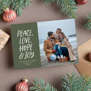 Cartes Pour Fêtes Annuelles Paix amour espoir joie vert Noël