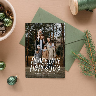 Cartes Pour Fêtes Annuelles Paix amour espoir joie vert Noël photo