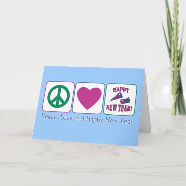 Cartes Pour Fêtes Annuelles Paix, amour et bonne année (Devant)