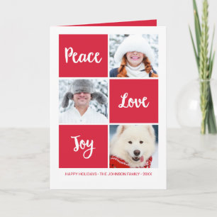 Cartes Pour Fêtes Annuelles Paix Amour et Joie   Vacances photo personnalisées