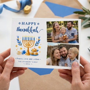 Cartes Pour Fêtes Annuelles Paix Amour et Latkes Joyeux Hanukka 2 Photo