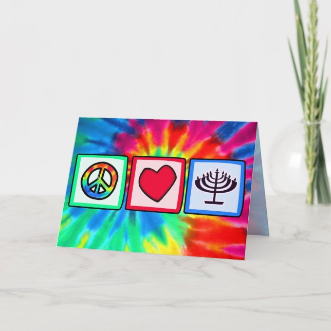 Cartes Pour Fêtes Annuelles Paix, amour, Hanoukka (Devant)