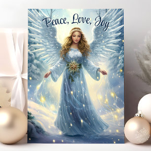 Cartes Pour Fêtes Annuelles Paix Amour Joie Elégant Ange Noël