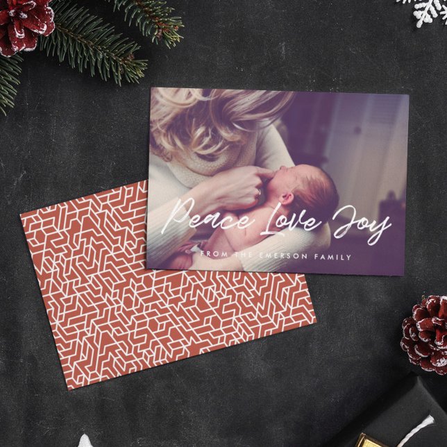 Cartes Pour Fêtes Annuelles Paix Amour Joie Photo Typographie Moderne (Créateur téléchargé)