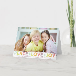 CARTES POUR FÊTES ANNUELLES PAIX AMOUR JOIE TYPOGRAPHIE VACANCES PHOTO