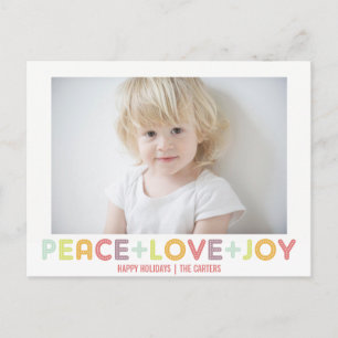 CARTES POUR FÊTES ANNUELLES PAIX AMOUR JOIE TYPOGRAPHIE VACANCES PHOTO
