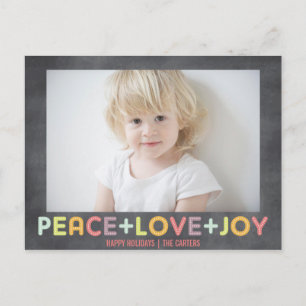 CARTES POUR FÊTES ANNUELLES PAIX AMOUR JOIE VACANCES SUR TABLEAU NOIR PHOTO