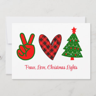 Cartes Pour Fêtes Annuelles Paix Amour Lumières de Noël Rouge Vert