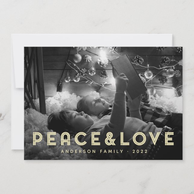 Cartes Pour Fêtes Annuelles Paix & Amour Typographie Simple Moderne (Devant)