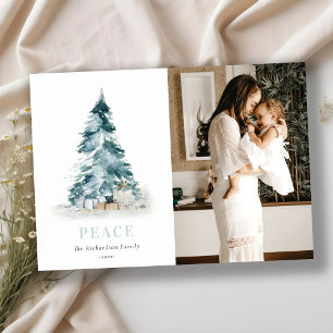 Cartes Pour Fêtes Annuelles Paix Aquarelle Pine Noël Arbre cadeau photo