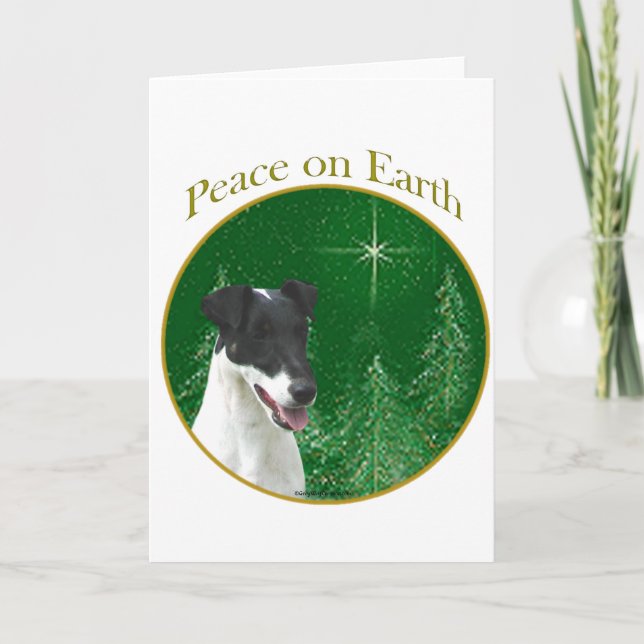 Cartes Pour Fêtes Annuelles Paix douce de Fox Terrier (Devant)