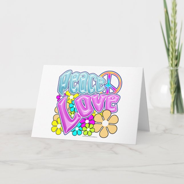 Cartes Pour Fêtes Annuelles Paix Et Amour (Devant)