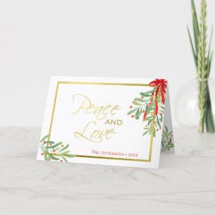 Cartes Pour Fêtes Annuelles Paix et Amour   Gui à l'aquarelle
