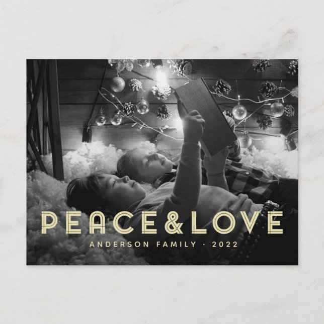 Cartes Pour Fêtes Annuelles Paix et amour Typographie simple moderne (Devant)