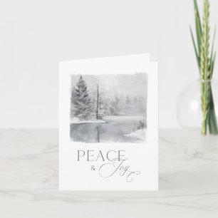 Cartes Pour Fêtes Annuelles Paix et Joie d'Hiver Aquarelle de Fêtes