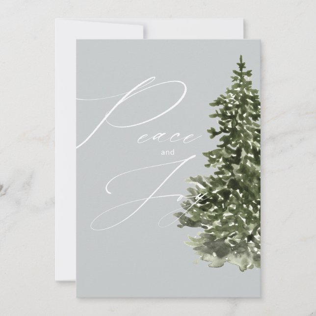 Cartes Pour Fêtes Annuelles Paix et joie Moderne Calligraphie Arbre de Noël (Devant)