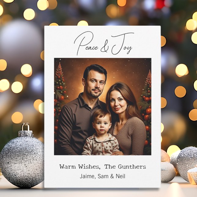 Cartes Pour Fêtes Annuelles Paix et joie | Photo Noël personnalisé (Créateur téléchargé)