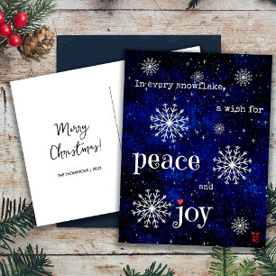 Cartes Pour Fêtes Annuelles Paix et joie Starry Nuit Voeux de Noël