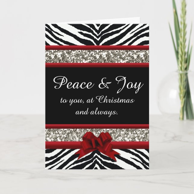 Cartes Pour Fêtes Annuelles Paix et Joy Cute Zebra (Devant)