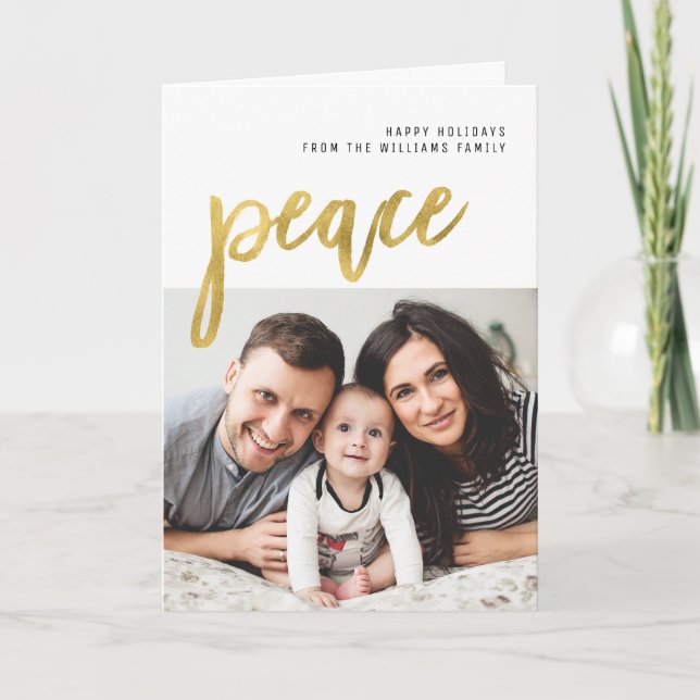 Cartes Pour Fêtes Annuelles Paix | Gold Calligraphy (Devant)