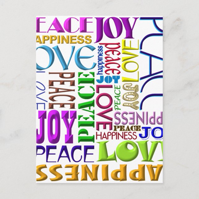 Cartes Pour Fêtes Annuelles Paix Joie Amour Bonheur (Devant)