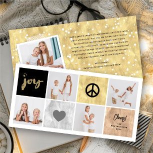 Cartes Pour Fêtes Annuelles Paix Joie Amour Carré Doré Brillants Style 4 Photo