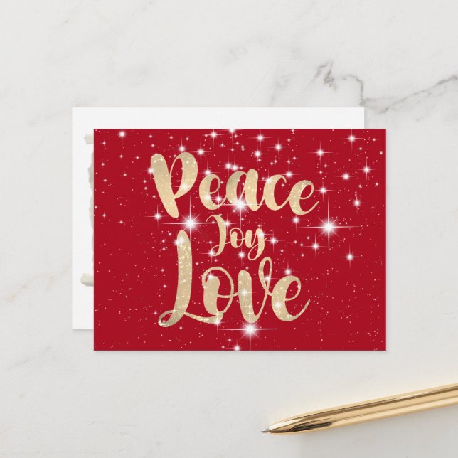 Cartes Pour Fêtes Annuelles Paix Joie Amour En Étoiles (Devant/Arrière en situation)