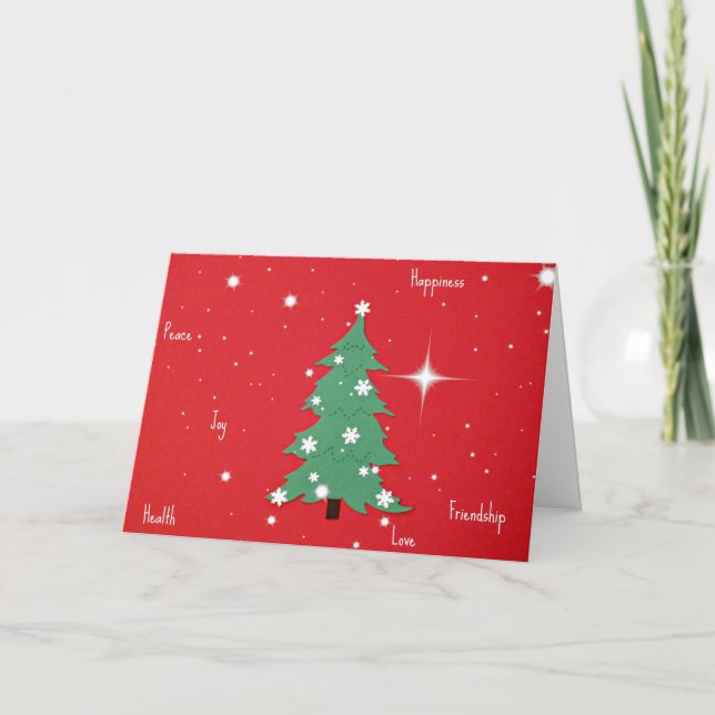 Cartes Pour Fêtes Annuelles Paix, Joie, Bonheur, Amour...Salutations de Noël (Devant)