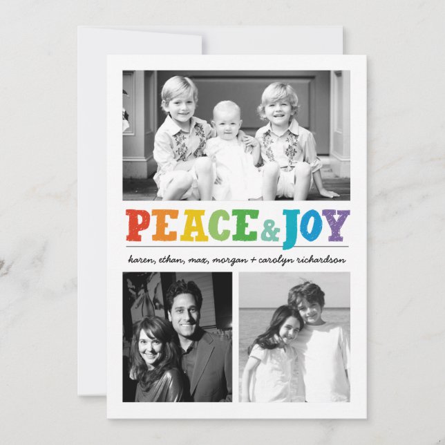Cartes Pour Fêtes Annuelles Paix & Joie Multi x 3 (Devant)