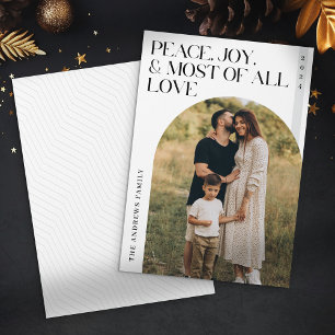 Cartes Pour Fêtes Annuelles Paix minimaliste Joie Amour Noël Famille Photo